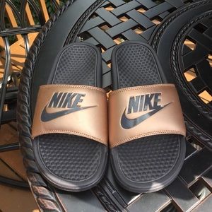 Rose gold Nike sandals